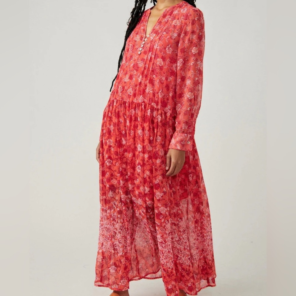 Free People See It Through gorgeous floral flory tiered dress